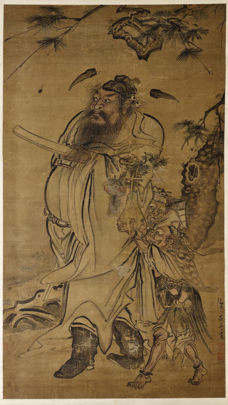 Portrait-style image of Zhong Kui with a fierce face and official clothing