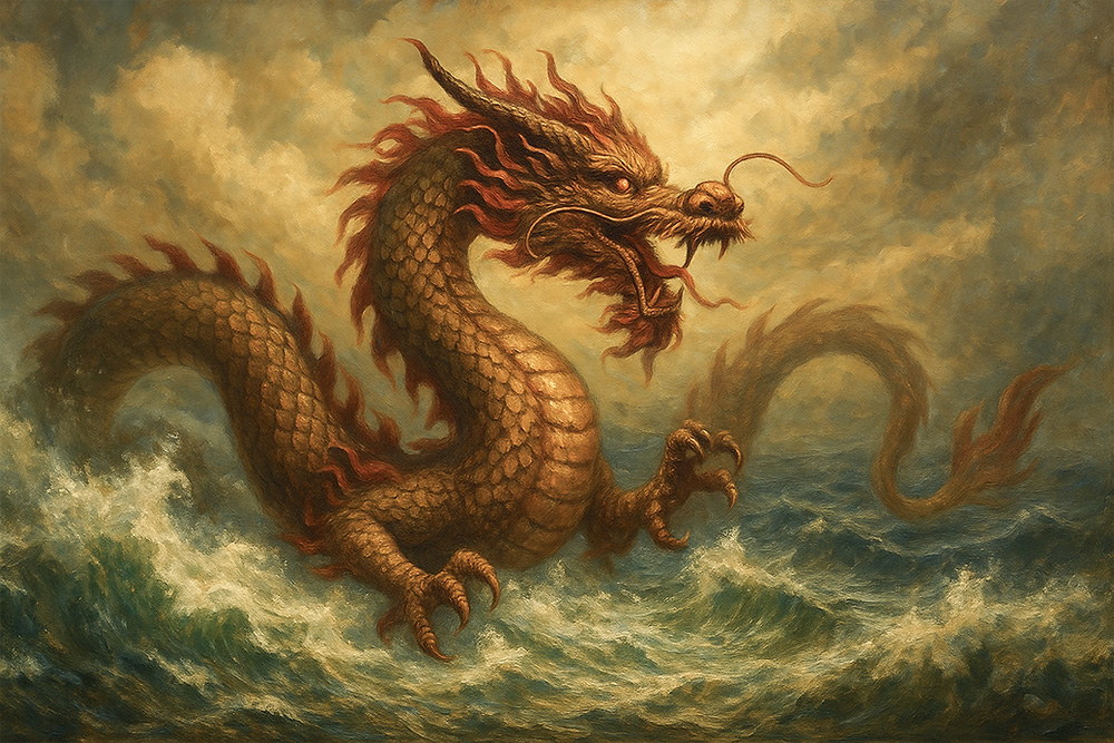 Chinese dragon artwork representing power, water, and imperial symbolism
