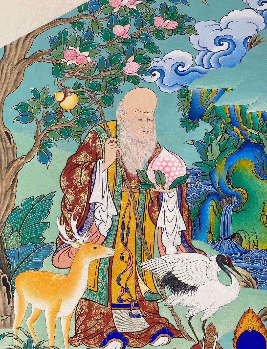 Traditional depiction of Fu Xing, Lu Xing and Shou Xing representing blessing, status and longevity
