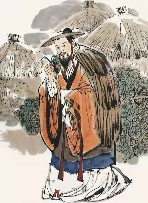 Artistic depiction of Hou Ji inspecting growing grain