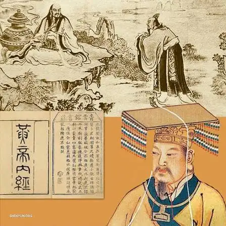 Traditional symbols associated with Huangdi, including yellow earth imagery and later dragon traditions