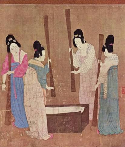 Silkworm cocoons, mulberry leaves and a silk reel arranged as symbols associated with Leizu