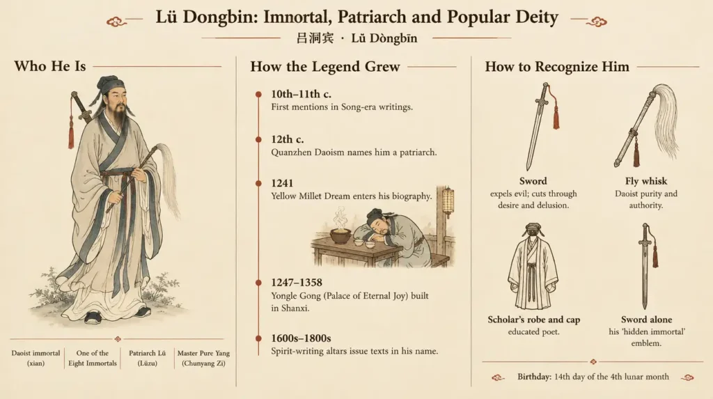 lu dongbin daoist immortal, legends, sword and worship