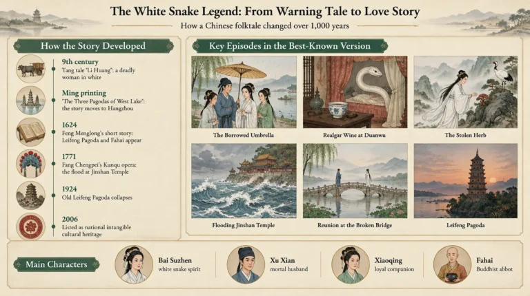 white snake legend story, characters, versions & meaning